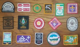 Vintage Scout Badges / Patches - 16 Badges From 1920 To 1987 World Jamborees