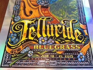 Aj Masthay Telluride Bluegrass Poster 2015 Rare Rainbow Foil Of 20 Panic Sperry