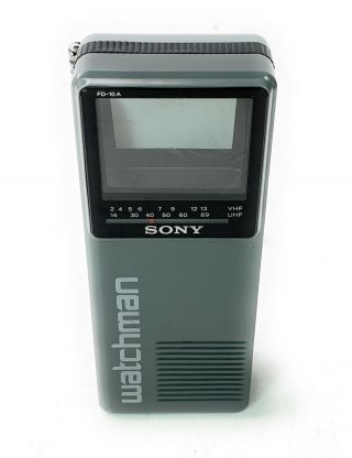 Vintage 1980s Sony Watchman Tv Fd - 10a B&w Handheld Portable Tv Vhf/uhf