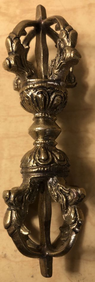 Vintage Look Brass Prayer Implement Brass Tibetan Buddhist Dorje /vajra For Use