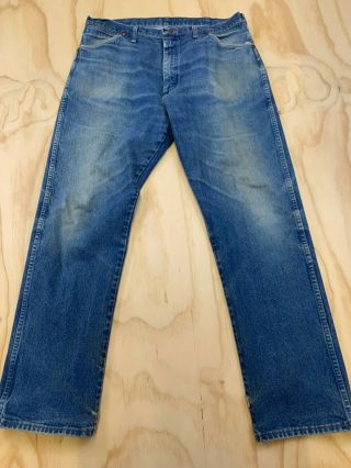 Vtg Wrangler Men 38 X 29 Medium Wash Straight Fit Denim Blue Jeans Made In Usa