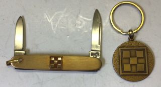 Vintage Advertising Purina Imperial Two Blade Pocket Pen Knife & Key Chain