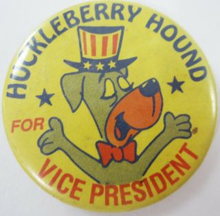 Vintage Huckleberry Hound Hanna Barbera Cartoon Vice President Button 1964