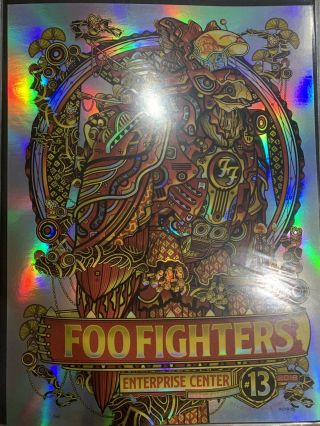 Foo Fighters 2018 St.  Louis Rainbow Foil Silkscreen Concert Poster Out Of 45
