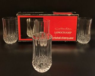 Vintage (3) Longchamp Cristal D’arques Crystal 12oz Drinking Glasses France 24
