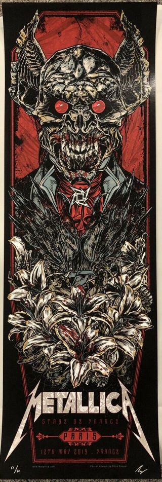 Metallica - Paris 5/12/2019 - Poster By Rhys Cooper - Signed Sn /70 Vampire