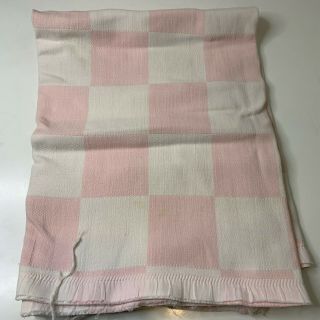 Vintage Cutter Quilt Baby Blanket Pink White With Satin Trim Fabric Scrap 33x17
