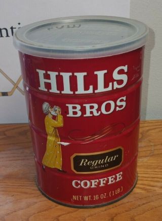 Vintage Hills Bros Brothers 1 Lb Coffee Can Tin With Lid