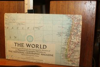 Vintage National Geographic Map The World March 1957
