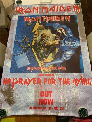 1990 Iron Maiden No Prayer For The Dying Record Store Promo Poster Huge