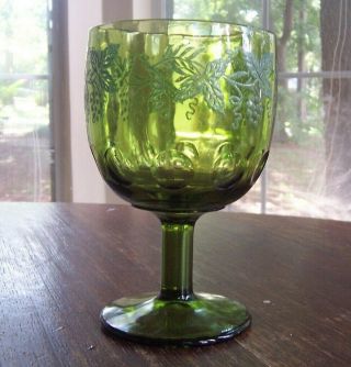 Vintage Bartlett Collins 6 " Golden Grape Green Water Goblet
