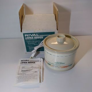Vintage Rival Little Dipper Electric Stoneware Server Mini Crock Pot Model 3204