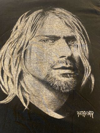 Vintage 1990s Nirvana Kurt Cobain Bradford Gallery T - Shirt.  Size Xl.