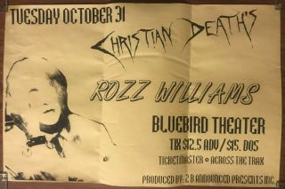 Scarce Rozz Williams Death Christian Concert Poster Bluebird Theater Denver Co