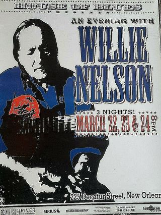 Willie Nelson 2003 House Of Blues Orleans Rare Cancelled Date Concert Poster