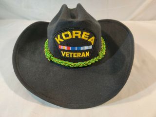 Vintage Korea Veteran Cowboy Hat Eagle Crest Vfw Korean War