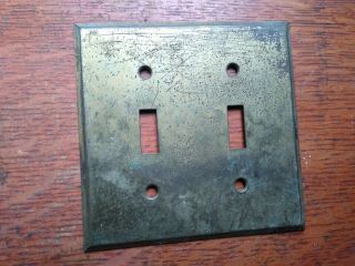 Antique Vintage Brass Electrical Double Toggle Switch Plate C1900 Bryant