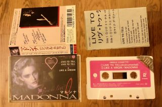 Rare Madonna Live To Tell/like A Virgin Cassette Japan Complete W/ Flap,  Insert