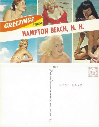 Vintage Bettie Page Diane Webber Pc Greetings From Hampton Beach Nh