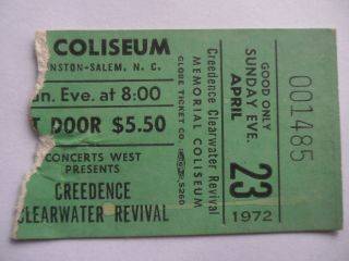 Ccr 1972 Concert Ticket Stub_credence Clearwater Revival_winstonsalem