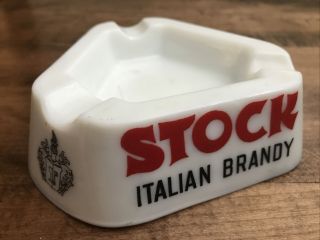 Vintage Stock Italian Liqueurs Brandy White Milk Glass Ashtray Made In Italy