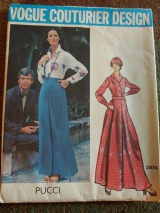 Vintage Vogue Couturier Design 2874 Pucci Of Italy Pattern Size 14