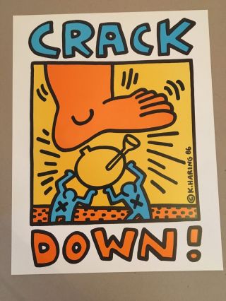 Keith Haring Poster 1986 Crack Down Benefit Csn Allmen Run Dmc Graham