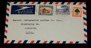 Vintage Cover,  1951,  South Africa,  Airmail To Wilmington,  De,  Orange Tree,  Afrikaakns