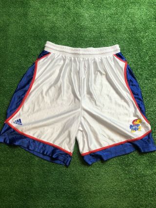 Vintage Adidas Kansas Jayhawks Basketball Shorts Size Xl White Athletic Men 