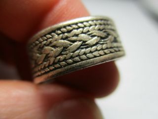 Sterling Silver 925 Estate Vintage Braided Weave 8 Mm Band Ring Size 7.  75