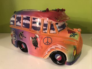 Le Grateful Dead Anniversary Ceramic School Bus Cookie Jar 1998,  Missing Lid