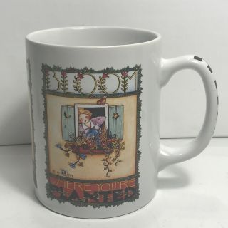 Mary Engelbreit Bloom Where You Are Planted Coffee Mug Cup Vintage