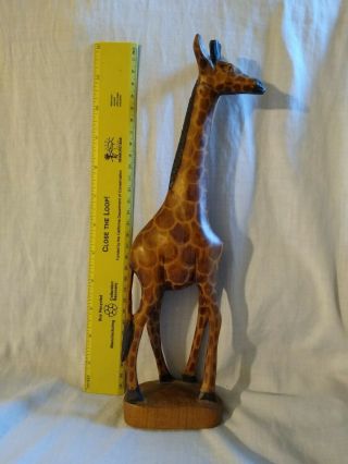 Vintage 12 " Hand Carved Wooden Giraffe - Solid Wood From Kenya
