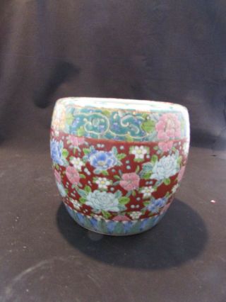 Vintage Chinese Famille Rose Porcelain Rose Flower Pot 6 " Tall By 6 " Across