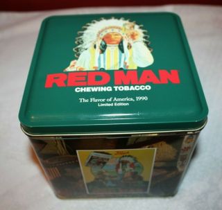 Vintage 1990 Limited Edition Red Man Chewing Tobacco Canister W/ Box