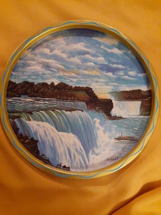 Vintage Niagara Falls Souvenir Metal Tray Ken Haag 11 "