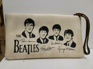 The Beatles 1964 ‘clutch Purse’ Usa Dame Co.  Nyc W/ Leather Handle Ex