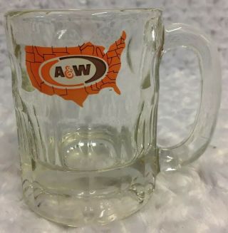 Vintage A&w Root Beer Mug - United States Map Logo Glass