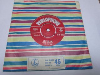 The Beatles Love Me Do First Press Red Parlophone Label 45 - R 4949 Vg