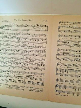 Vintage Sheet Music The Old Lamp Lighter Tobias And Simon 1946 Perry Como 3