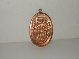Vintage Oval Copper Mold With Strawberries In A Basket