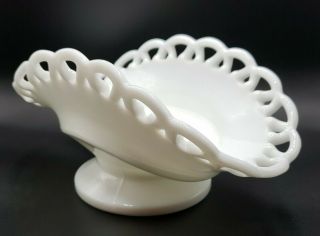 Vintage White Milk Glass Banana Fruit Stand Footed Dish Bowl