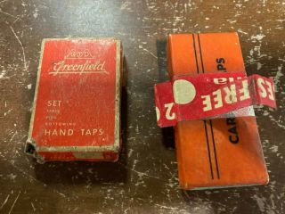 Vintage Greenfield 10/32 Nf & Card 3/8 - 24nf Hand Taps W/ Boxes Tools