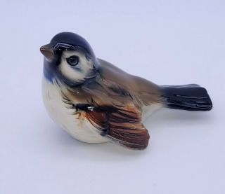 Vintage Goebel Brown White Sparrow Bird Porcelain Figurine West Germany Cv 72