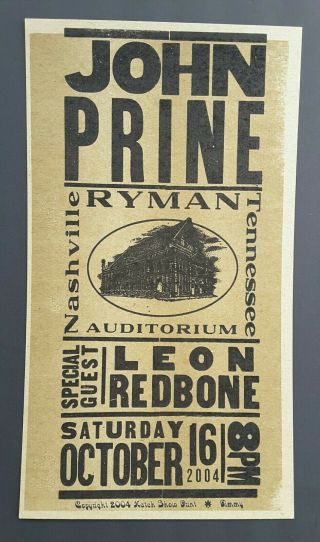 John Prine & Leon Redbone @ Ryman Hatch Show Print Nashville 2004 Concert Poster