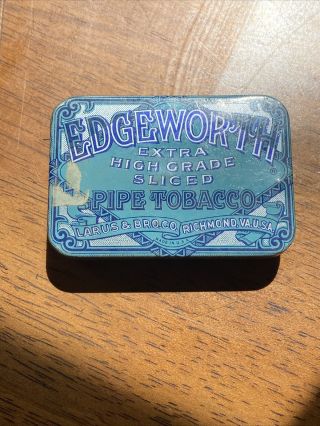 Vintage Edgeworth Pocket Pipe Cigarette Tobacco Tin Box Richmond Va
