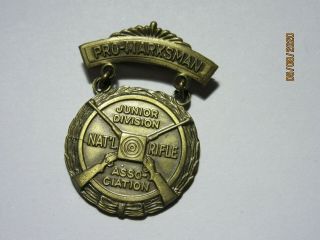 Vintage Nra National Rifle Association Jr Division Pro Marksman Medal (1960 