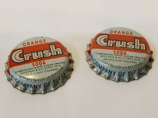2 Vintage Orange Crush Soda Pop Bottle Cap Seven Up Pittsburg Pa