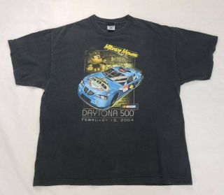 Vintage Men’s Mickey Mouse Disney Daytona 500 Nascar Shirt 2004 Black Size Xl