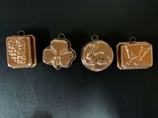 4 Vintage Hanging Small Molds - Clover - Bird - Grapes - Bunny Rabbit 3 1/4 " Molds